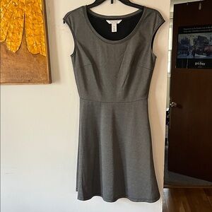 White House Black Market Gray Cap-Sleeve Fit-and-Flare Dress